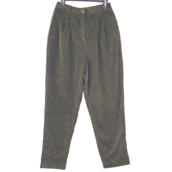 Talbots Womens Pants Corduroy Pleated Pockets Green Size 12 Vintage 1990's - Picture 1 of 7